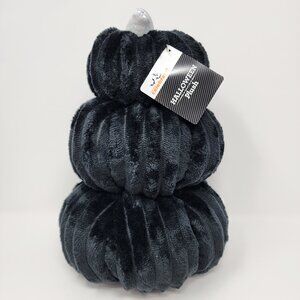 New Way To Celebrate Halloween Fall 12" Black Plush Stacked Pumpkins Table Decor